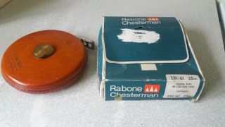 Vintage Rabone Chesterman Leather Tape Measure - 20 M - - Cuprinol - Great Conditi