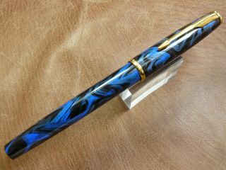 Parker Insignia Usa Made Roller Ball Pen Blue Black Pattern Refill