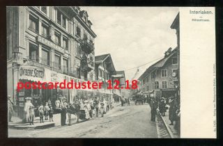 3497 - Switzerland Interlaken 1900s Höhestrasse Cafe Pilzner Beer Advertising