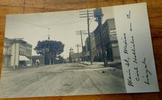 Vintage Rppc Main Street,  Store Fronts,  Carl Holister Riding Bicycle,  Mexico,  Ny