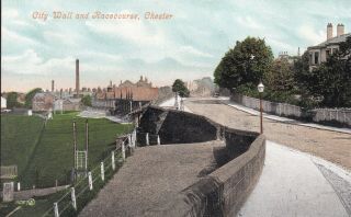 Chester - City Walls And Racecourse,  Chimneys By Valentine 