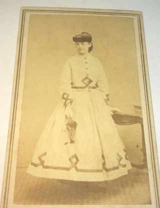 Antique Victorian American Civil War Era Fashion Beauty Tax Stamp Cdv Photo Us