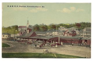 Pc Kennebunkport Maine Boston & Maine B & M Rr Train Station Depot C 1910
