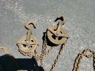 Antique Vintage Chisholm Moore 1/2 Ton Chain Fall Hoist Block & Tackle Pulley