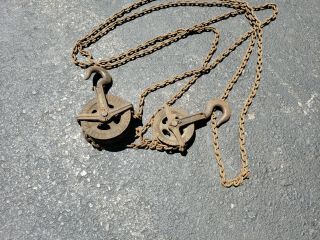 Antique Vintage Chisholm Moore 1/2 Ton Chain Fall Hoist Block & Tackle Pulley 2
