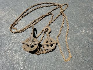 Antique Vintage Chisholm Moore 1/2 Ton Chain Fall Hoist Block & Tackle Pulley 3