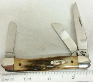 Case Xx 5318 Stockman Knife,  1995,  Burnt Deer Stag Handles