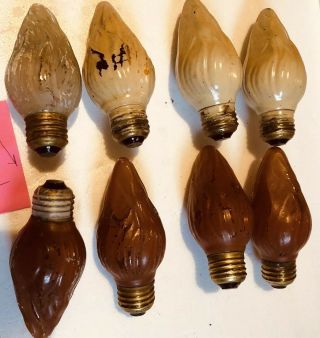 7 Vintage Christmas 4 " Light Bulbs White Gold Flame Shape Usa 120v 25w