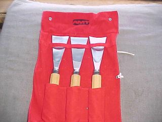 Set of Three 2 Inch Wide Fishtail Gouges Once or Twice AMT Includes Roll 7