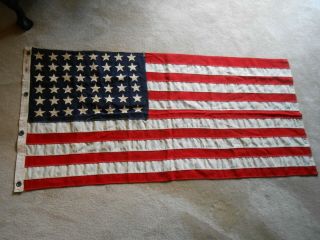 Vintage American 48 Star Flag Linen Hand Sewn Stars &stripes About 3 X 5