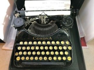 Vintage Rare Antique Corona Four Typewriter With Case 12 " X 12 " (612