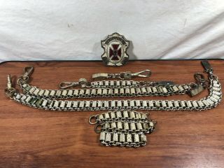 Vintage Knights Of Columbus Masonic Ceremonial Sword Belt Buckle No.  19 & Chain