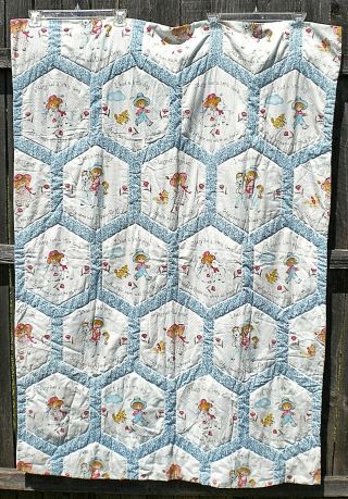 Vintage Mary Had A Little Lamb Baby Girl Boy Crib Blanket Quilt