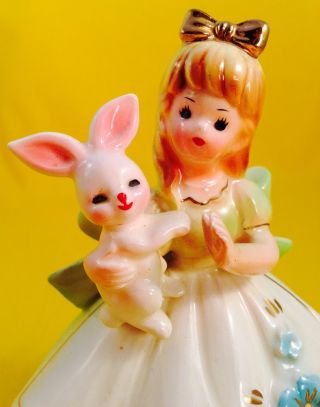 So Cute Josef Originals Musical Girl Bunny Rabbit Figurine Alice In Wonderland