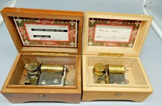2 Antique Thorens Wooden Music Boxes Switzerland A228,  Al236