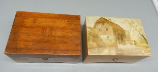 2 ANTIQUE Thorens wooden music boxes Switzerland A228,  AL236 2