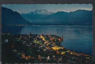 Switzerland Postcard - Montreux Et Les Dents Du Midi Vue Generale De Nuit Rs9516