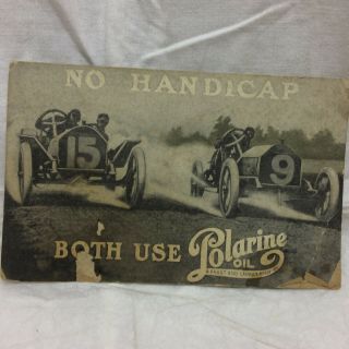 Vintage Postcard Polarine Oil Advertising Antique Car Racing Ad