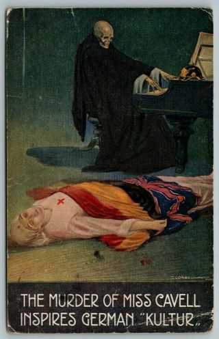 Corbella Murder Of Edith Cavell Red Cross Nurse Death Plays Piano Skeleton 1915