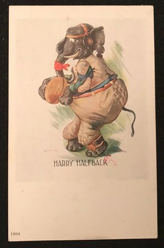 Elephant Playing Football Postcard " Harry Halfback " Charles Twelvetrees
