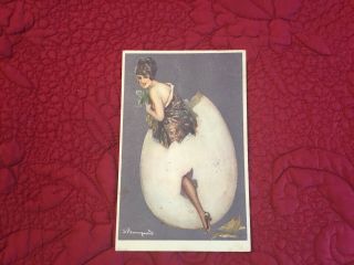 Vintage Sergio Bompard Art Postcard Fashionable Lady Coming Out Of Egg 422 - 6