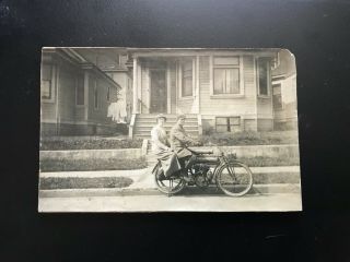 Vintage / Antique The Flying Merkel Motorcycle Photo With Man & Woman