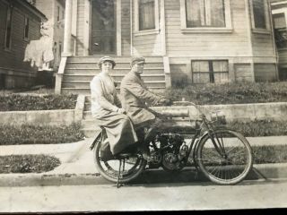 Vintage / Antique THE FLYING MERKEL MOTORCYCLE PHOTO WITH MAN & WOMAN 2
