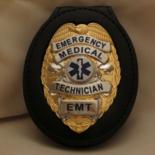 Gold Emergency Medical Technician Emt Badge On Herospride Belt Clip