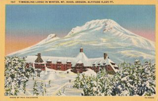 Postcard Timberline Lodge Mt Hood Oregon