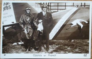 Costes & Rignot,  Airplane 1928 Realphoto French Aviation Postcard,  Aviators