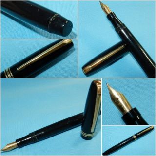 Vintage Swan Mabie Todd Fountain Pen - Black - 14k Gold Medium Nib -