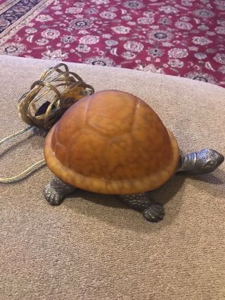 Vintage Turtle Night Light Lamp Desktop Lamp Amber Shell Tortoise (ma)