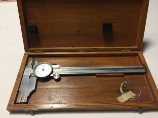 Helios Vintage 7” Dial Vernier Caliper In Wooden Box,  Inside And Outside Measure