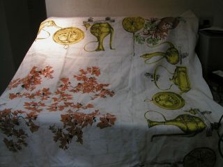 Vintage Tablecloth Early American - Country Style Print.  50 X48