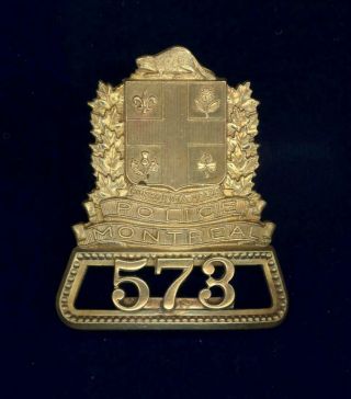 Obsolete - Montreal Police Department Numbered Cap Badge Circa 1930 