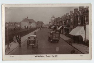 Rp Cardiff Whitechurch Road Street Scene Delivery Cart Van Shops Glamorgan C1920