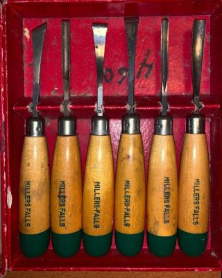 True Vintage Millers Falls Carving Tool Set No.  106 Woodworking Chisel Tools 2