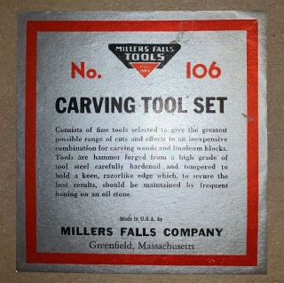 True Vintage Millers Falls Carving Tool Set No.  106 Woodworking Chisel Tools 3
