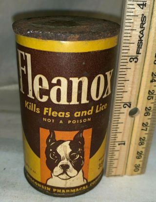Antique Fleanox Flea Lice Poison Killer Pet Vet Medicine Tin Milwaukee Wi Can