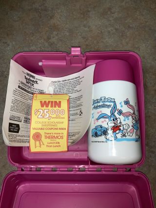 Tiny Toon Adventures Lunch Box Vintage 1990 Warner Bros.  with Thermos/Paperwork 6