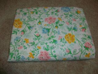 Vintage J C Penney King Size Flat Sheet Floral French Cottage Shabby Chic