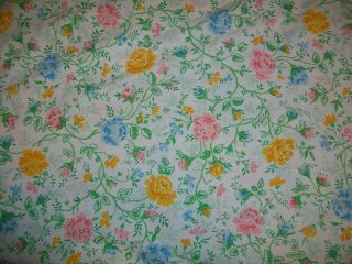 VINTAGE J C PENNEY KING SIZE FLAT SHEET FLORAL FRENCH COTTAGE SHABBY CHIC 3