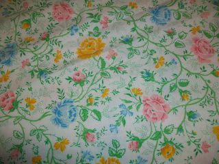 VINTAGE J C PENNEY KING SIZE FLAT SHEET FLORAL FRENCH COTTAGE SHABBY CHIC 4