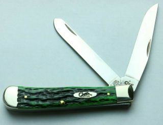 Case Xx Usa 6254 Ss Trapper Folding Knife - Green Jigged Bone - 2018