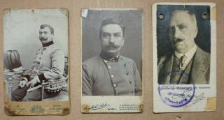Rare Antique Cdv German Officer Photos In Dress Uniform & His Dr Id Card Germany