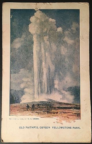 Yellowstone Park Old Faithful Geyser W.  R.  Hearst Vintage Postcard E129