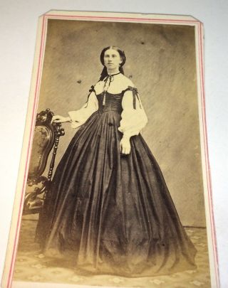 Antique American Civil War Era Victorian Fashion Beauty Jersey Cdv Photo