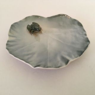 Royal Copenhagen Porcelain Frog On Lily Pad Trinket Dish 2477 Denmark