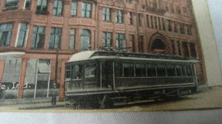 Antique Early 1900s Postcard Connersville Indiana Trolley Hotel