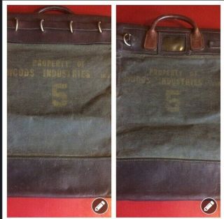 Vintage England Leather Canvas Bank Deposit Money Mail Locking Bag